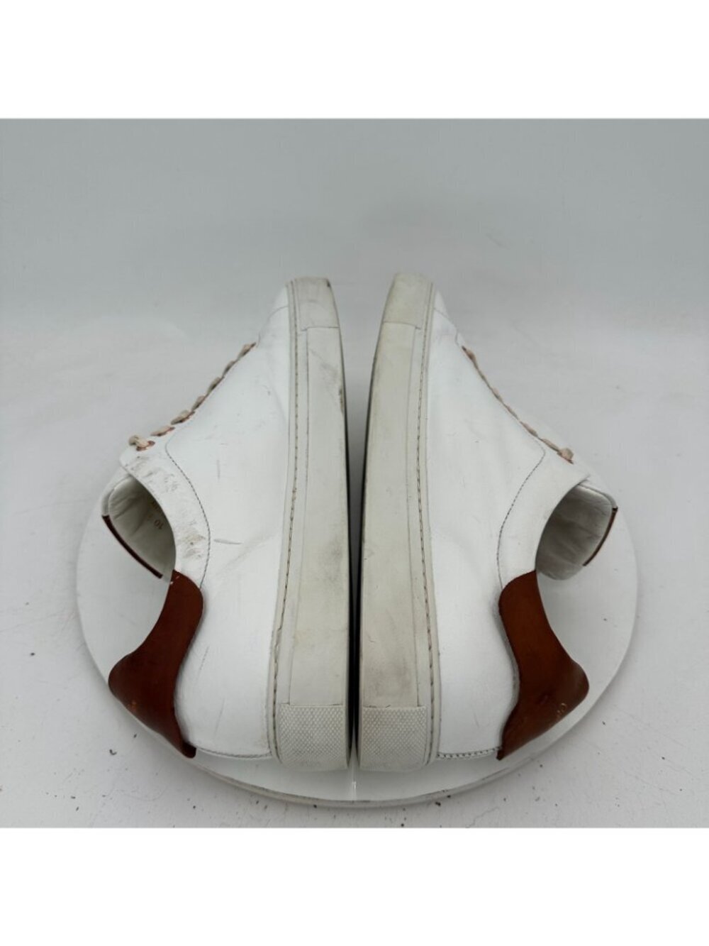 Goodman Brand Men Size 10.5 White Dark Brown Leather Low Top Lace Up Casual Shoe - Picture 6 of 11